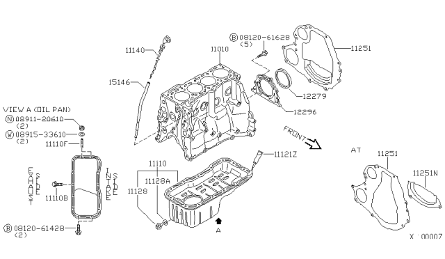 2000 Nissan Sentra Cylinder Block & Oil Pan Diagram 1
