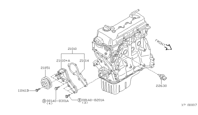 2002 Nissan Sentra Pump Assy-Water Diagram for 21010-5M000