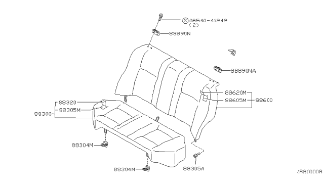 2001 Nissan Sentra Trim Back Seat Rear Diagram for 88620-4Z304