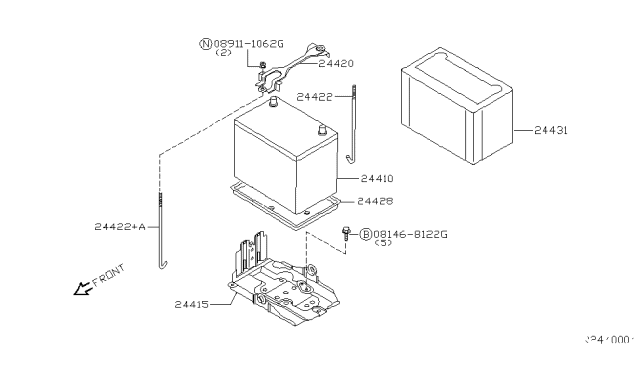 2004 Nissan Sentra Battery & Battery Mounting Diagram