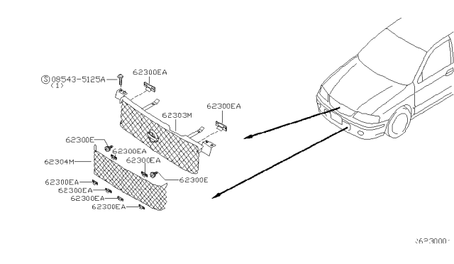 2002 Nissan Sentra Front Grille Diagram 3