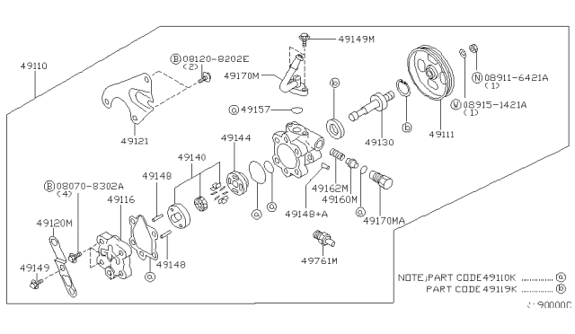 2002 Nissan Sentra Bracket Assy-Power Steering Pump Diagram for 49122-8J000