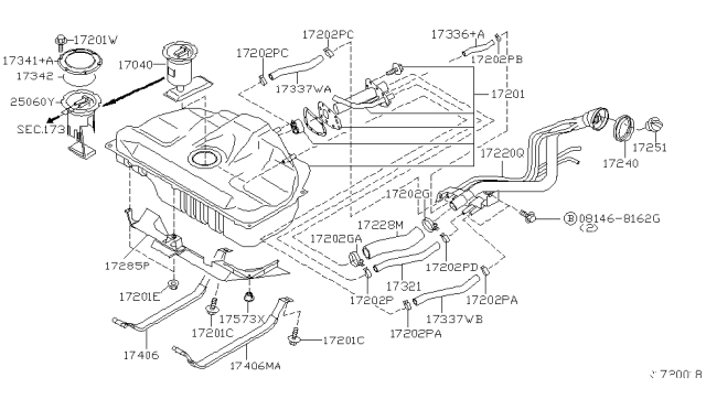 2003 Nissan Sentra Tube Assembly Ventilation Diagram for 17321-8U700