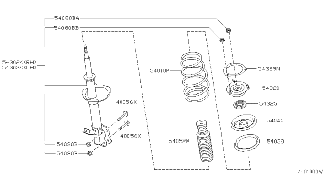 2003 Nissan Sentra STRUT Kit Front LH Diagram for 54303-6Z626