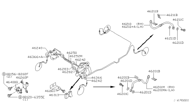 2001 Nissan Sentra Brake Piping & Control Diagram 7