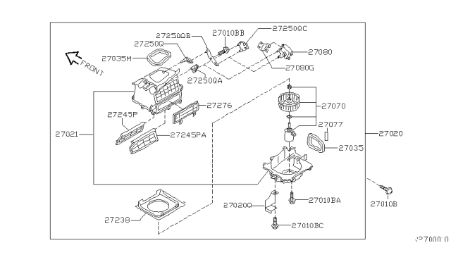 2002 Nissan Sentra Blower Assy-Front Diagram for 27200-4Z060