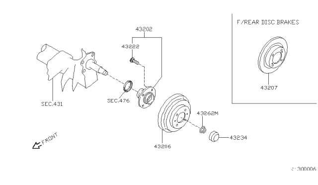 2002 Nissan Sentra Cap-Hub,Rear Wheel Diagram for 43234-4Z300