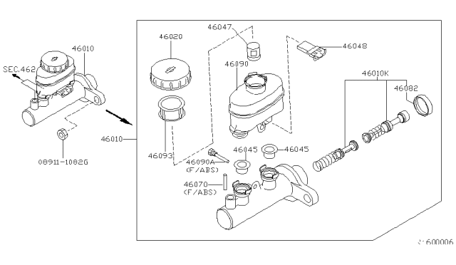 2001 Nissan Sentra Screw-Stopper Diagram for 46032-5V200