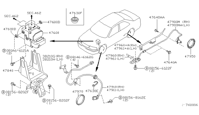 2001 Nissan Sentra Bracket-Actuator Diagram for 47840-5M000