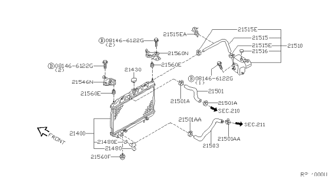 2003 Nissan Sentra Radiator,Shroud & Inverter Cooling Diagram 13