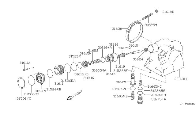 2006 Nissan Sentra Clutch & Band Servo Diagram 6