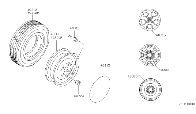 2004 Nissan Sentra Spare Tire Wheel Assembly Diagram for 40300-6Z810