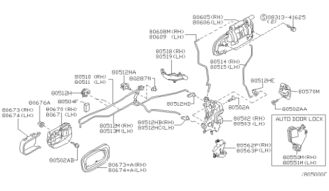 2006 Nissan Sentra Front Door Outside Handle Assembly, Right Diagram for 80606-6Z722