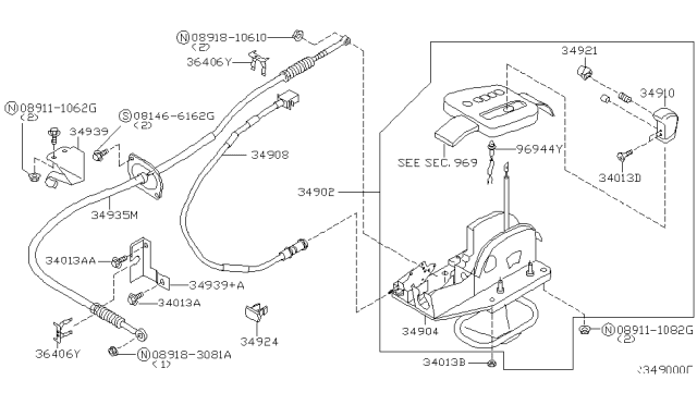 2004 Nissan Sentra Knob Assembly-Control Lever Diagram for 34910-6Z500