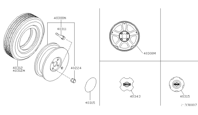 2001 Nissan Sentra Road Wheel & Tire Diagram 1