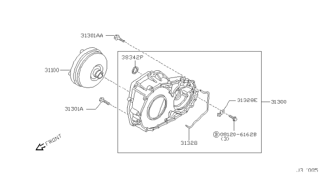 2000 Nissan Sentra Torque Converter,Housing & Case Diagram 1