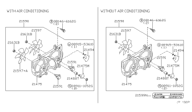 2000 Nissan Sentra Radiator,Shroud & Inverter Cooling Diagram 3