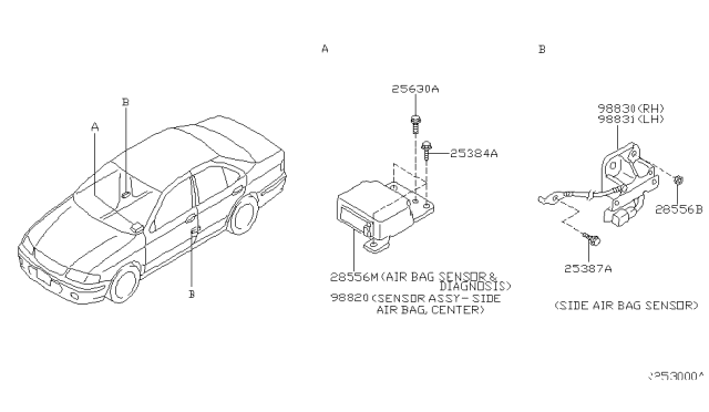 2002 Nissan Sentra Sensor-Side AIRBAG Center Diagram for 98820-4Z125