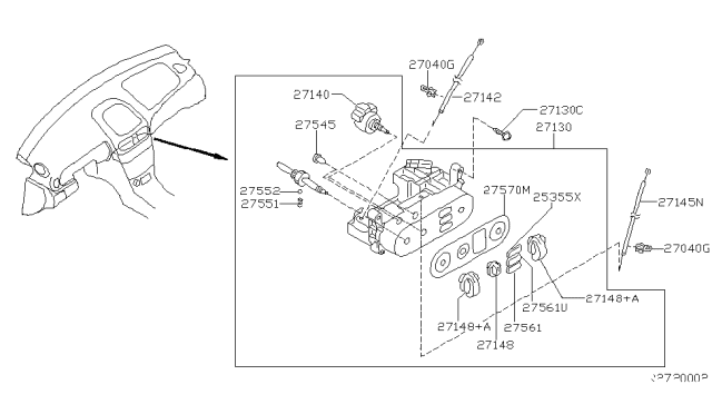 2004 Nissan Sentra Knob-Rear Defogger Switch Diagram for 25355-4Z000