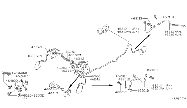 2002 Nissan Sentra Valve Assy-Dual Proportioning Diagram for 46400-4M200