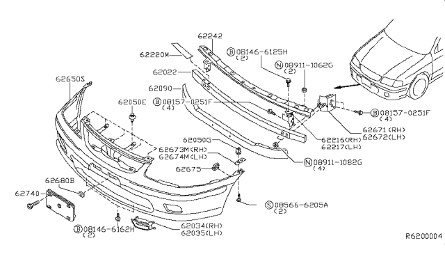 2002 Nissan Sentra FINISHER-Front FASCIA,LH Diagram for 62257-4Z040