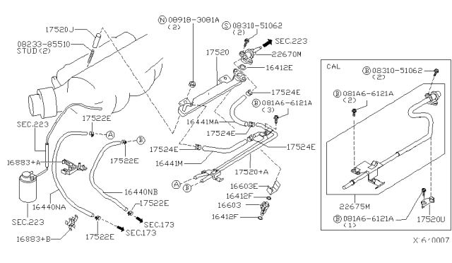 2003 Nissan Sentra Tube Assy-Fuel Diagram for 17520-6M400