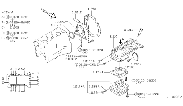 2001 Nissan Sentra BOLY Hex Diagram for 08120-8751E