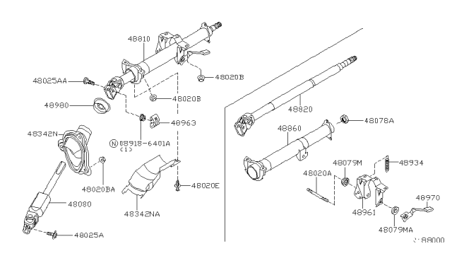 2006 Nissan Sentra Nut Diagram for 48938-70T10