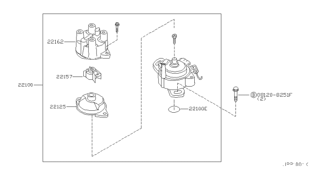 2001 Nissan Sentra Distributor Assy Diagram for 22100-7J400