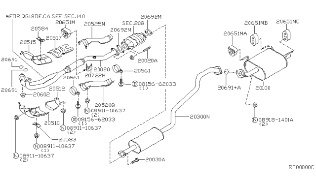 2001 Nissan Sentra Mounting-Exhaust,Rubber Diagram for 20651-4Z000