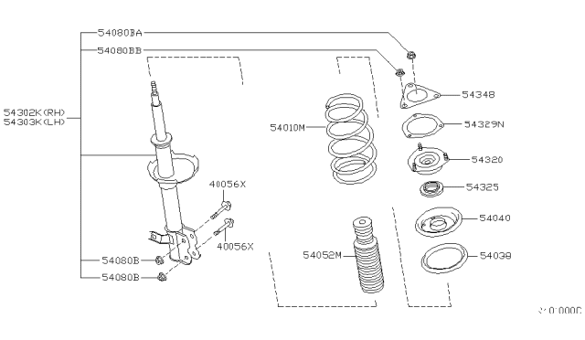 2001 Nissan Sentra STRUT Front Suspension Diagram for 54303-4Z029