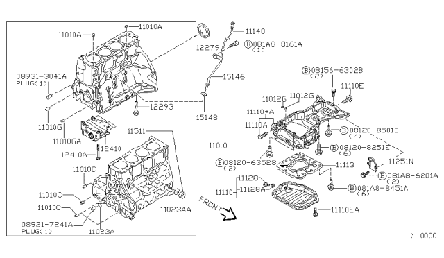 2003 Nissan Sentra Pan Assy-Oil Diagram for 11110-4Z000