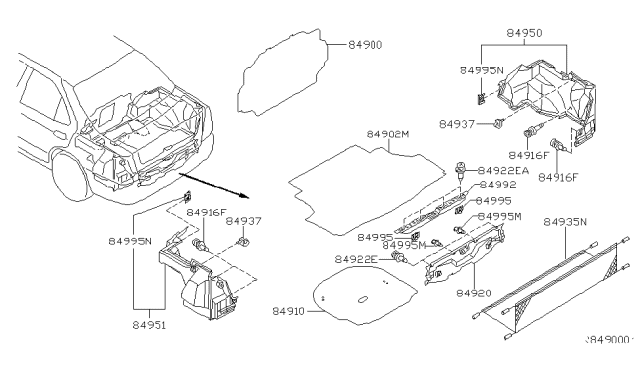 2002 Nissan Sentra Finisher-Rear Wheel House,Rear LH Diagram for 84951-5M000