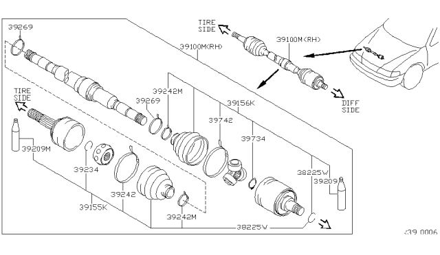 2001 Nissan Sentra Front Drive Shaft (FF) Diagram 1