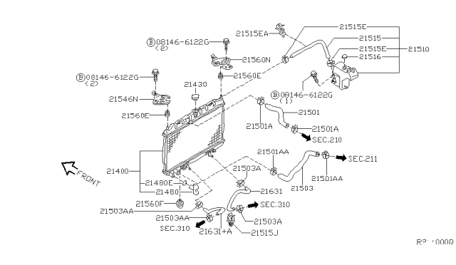 2004 Nissan Sentra Radiator,Shroud & Inverter Cooling Diagram 8