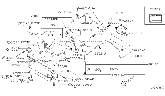 2002 Nissan Sentra Condenser,Liquid Tank & Piping Diagram 4