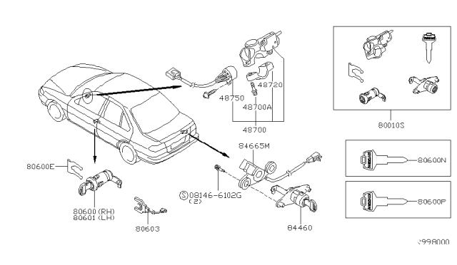 2002 Nissan Sentra Key Set & Blank Key Diagram 2