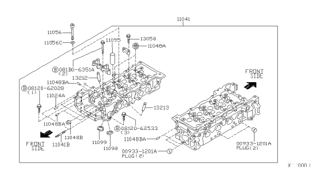 2005 Nissan Sentra Bolt-Hex Standard Hardware Diagram for 081B0-6351A