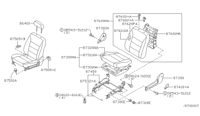 2001 Nissan Sentra Trim Assy-Back,Front Seat Diagram for 87620-5M004