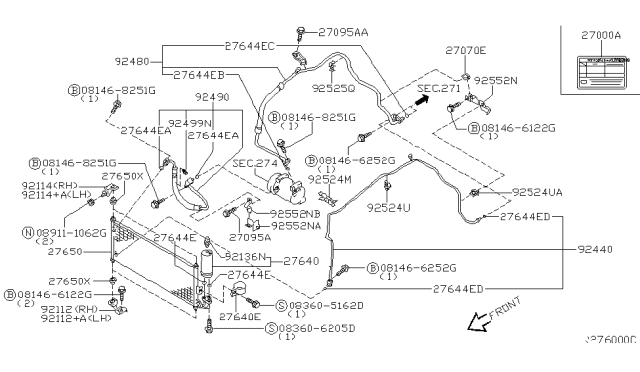 2002 Nissan Sentra Condenser,Liquid Tank & Piping Diagram 6