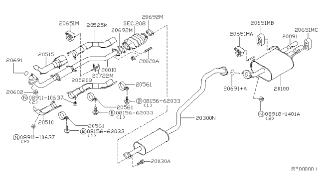 2000 Nissan Sentra Finisher-Exhaust Diagram for 20091-16V00