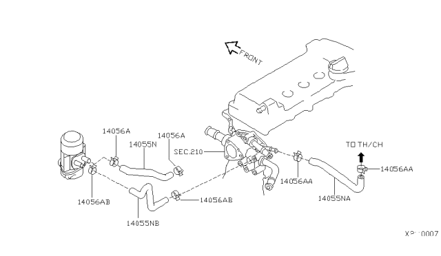 2005 Nissan Sentra Water Hose & Piping Diagram 1