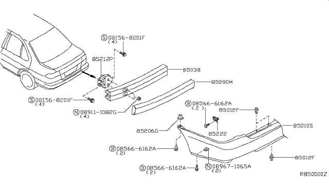 2004 Nissan Sentra Rear Bumper Diagram 3