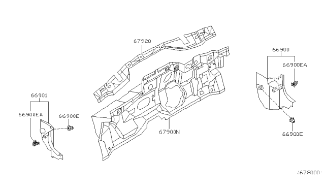 2000 Nissan Sentra Dash Trimming & Fitting Diagram