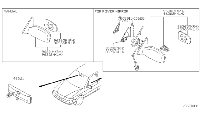 2004 Nissan Sentra Mirror-Door LH Diagram for 96302-ZG001