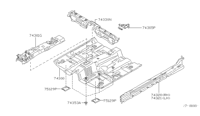 2001 Nissan Sentra Bracket Assembly-Sensor Diagram for 74386-5M030