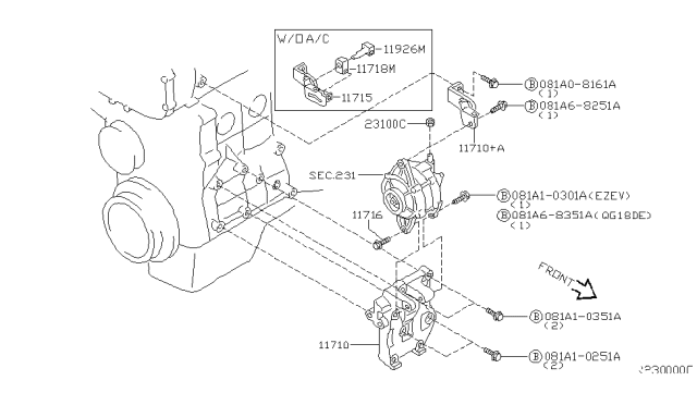 2005 Nissan Sentra Shaft IDLER PULLEY Diagram for 11928-4M500