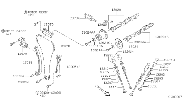 2000 Nissan Sentra Bolt-Sprocket,Camshaft Diagram for 13012-4M500