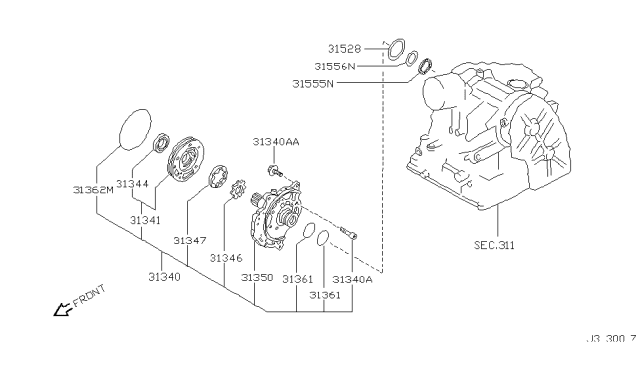 2002 Nissan Sentra Cover Assy-Oil Pump Diagram for 31350-31X03