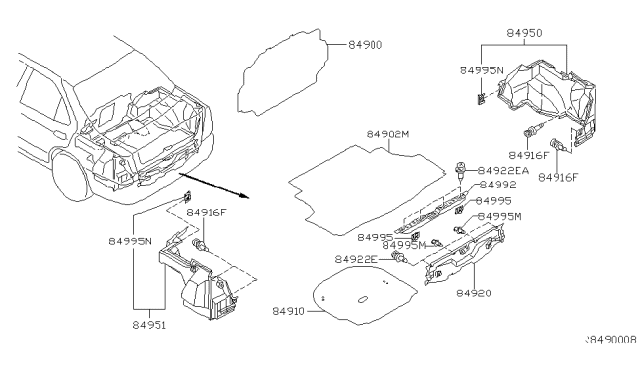 2006 Nissan Sentra Trunk & Luggage Room Trimming Diagram